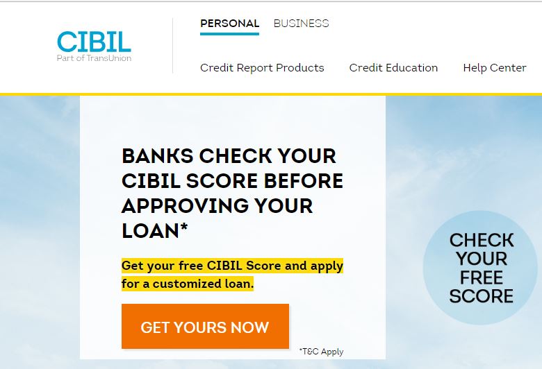CIBIL Main page